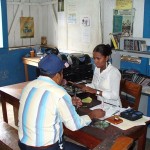 Broadcasting with the station operator (girl) close by broadcast